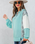 Maddie Texture Colorblock Patchwork Long Sleeve PLUS Top