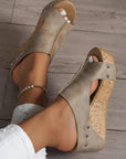 Gianna Pu Leather Wedge Slippers