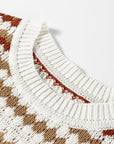 Stripe Eyelet Knit Drop Shoulder Sweater