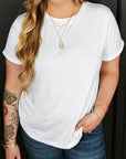 Plus Size Solid Rolled Short Sleeve T-Shirt