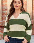 Violet Stripe Colorblock Notched PLUS Sweater