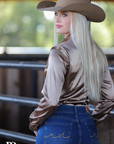 CHOCOLATE SATIN PERFORMANCE RODEO SHIRT
