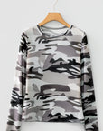 Western Camo Mesh Long Sleeve Top