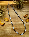 Blue Lace Agate & Sterling Silver Pearl Necklace – 20 ½” Plus Extender