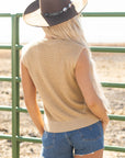 Western Cowboy Embroidered Round Neck Sleeveless Sweater