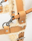 HILASON Guide Dog Harness Tan Fleece Padded Genuine Leather with Handle Tan | Dog Harness with Adjustable Straps |Fleece Dog Harness with Handle for Training | Breathable Dog Harness | Therapy Dog Harness