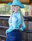 Mint Satin Performance Rodeo Shirt For Stage Performances Comfort Mobility Versatility