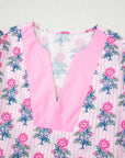 Theodora Patchwork Ruffle Hem Blouse