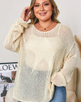 Plus Size Star Hollow-Out Knit Crewneck Sweater