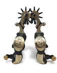 AJ Tack Men's Black Engraved Texas State Seal Spurs