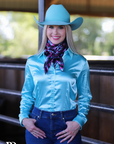 Mint Satin Performance Rodeo Shirt For Stage Performances Comfort Mobility Versatility