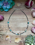 15” Pink Conch & Turquoise Necklace – Sterling Silver