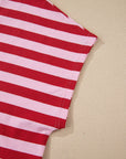 Stripe Split V-Neck Short Sleeve T-Shirt