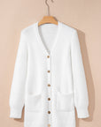 Solid Fuzzy Button-Front Cardigan