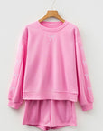 Bow Embroidered Pullover and Shorts Set