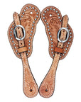 Hilason Western Spur Straps Leather Acorn Tool - Light Oil