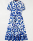 Floral Puff Sleeve V-Neck Maxi Dress