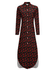 Baha Ranch Colores de Mexico Romantic Roses Button-Up Long Sleeve Shirt Dress