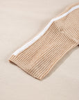 Contrast Stripe 3/4 Sleeve Crew Neck Sweater