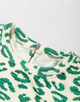 Leopard Mock Neck Puff Sleeve Top