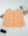 Leopard Drop Shoulder Chunky Cardigan Sweater