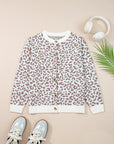 Leopard Drop Shoulder Chunky Cardigan Sweater