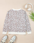 Leopard Drop Shoulder Chunky Cardigan Sweater