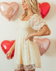 Winter Bubble Sleeve Square Dress