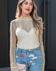 Selena Sheer Lace top Long Sleeve Top