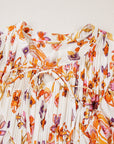 Floral Geometric Ruffle Trim Mini Dress
