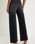 Denim Raw Hem Straight Leg Jeans