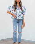 Raelyn Floral Ricrac Trim Top