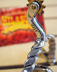 Hilason Ss Mens Twisted Wire Band Roping Spurs Brass Buttons Rowel
