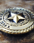 Screw Back Concho State Of Texas Star W/ Rope Edge Saddle