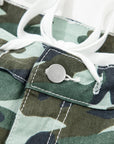 Camo Wide Leg Drawstring Denim Pants