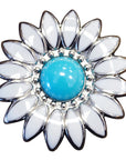 Western Screw Back Concho White Enamel Stone Floral Saddle Bling