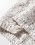 Colorblock Cable Knit Patchwork Tied Back Sweater