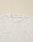 Sheer Lace Mesh Mock Neck Long Sleeve Top