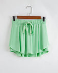 Solid Drawstring Elastic Waist Lined Tennis Skort