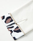 Leopard Waffle Knit Patchwork Zip Up Hoodie