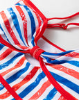 Americana Stripe Cutout Spaghetti Strap Swimsuit