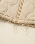 Solid Quilted Fleece Lined Zip Up Jacket Vest
