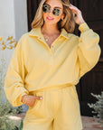 Kylie Button Collar Drop Shoulder Pullover and Shorts 2pcs Outfit