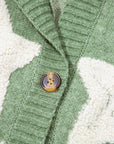 Star Sherpa Textured Buttoned Sweater Cardigan