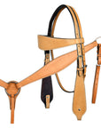 HILASON Western Horse Headstall Breast Collar Set Tack Genuine American Leather Plain Tan