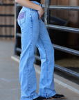 CHEYENNE TROUSERS - ACID WASH RED POCKET