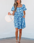 Floral Puff Sleeve Babydoll Mini Dress
