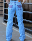 CHEYENNE TROUSERS - ACID WASH RED POCKET