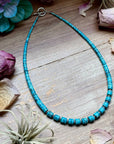 19” Graduated Turquoise Heishi Necklace – 5mm Saucers