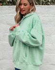 Solid Cable Textured Long Sleeve Baggy Hoodie